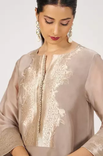 Greige silk festive co-ord set