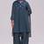 Deep blue printed mul-mul kurta set