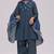 Deep blue printed mul-mul kurta set