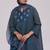 Deep blue printed mul-mul kurta set