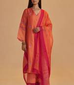 Dusty orange silk festival kurta set