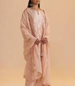 Blush peach pure banarasi jacquard kurta set