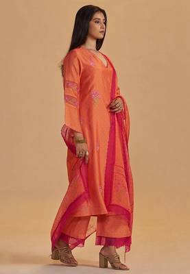 Dusty orange silk festival kurta set 2