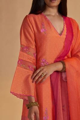 Dusty orange silk festival kurta set 4