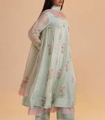 Milky pistachio green silk festive kurta set