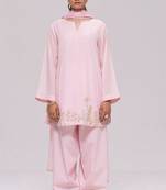 Light pink mul-chanderi kurta set