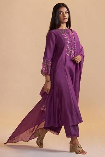 Eggplant purple festive kurta set