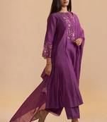 Eggplant purple festive kurta set