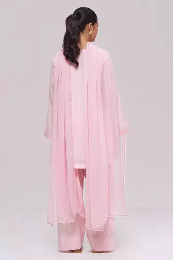 Light pink mul-chanderi kurta set