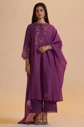 Eggplant purple festive kurta set