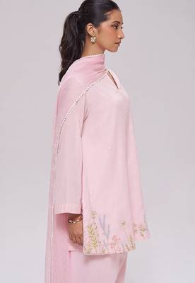 Light pink mul-chanderi kurta set 5