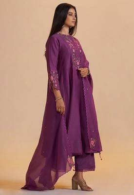 Eggplant purple festive kurta set 3