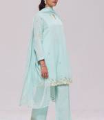 Ice-blue mul-chanderi kurta set