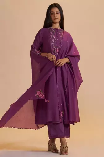 Eggplant purple festive kurta set