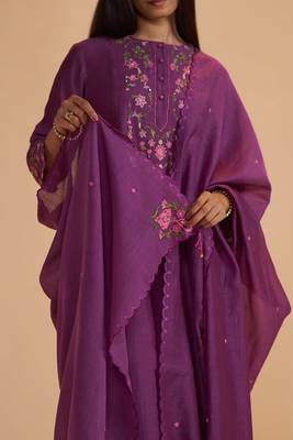 Eggplant purple festive kurta set 5