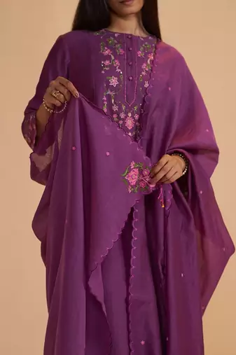 Eggplant purple festive kurta set