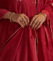 Rich red chanderi silk festive kurta set