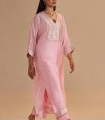 Blush pink silk kaftaan set