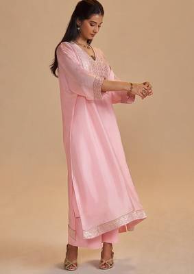 Blush pink silk kaftaan set 5