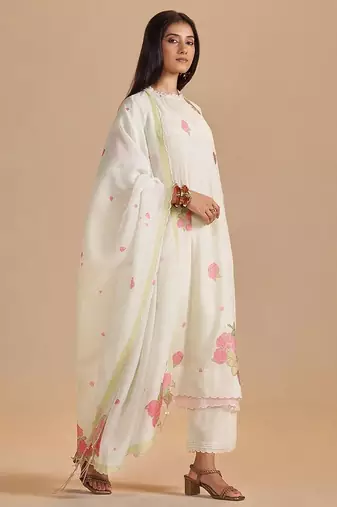 Butter yellow chanderi light festive kurta set