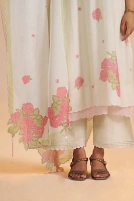 Butter yellow chanderi light festive kurta set 5