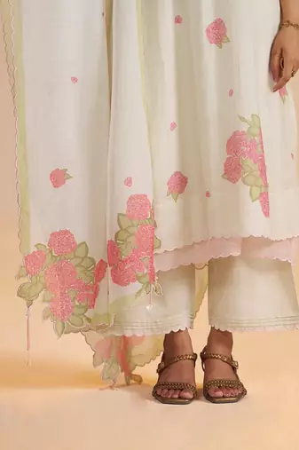 Butter yellow chanderi light festive kurta set