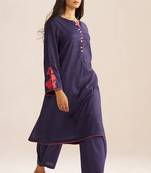 Deep blue mul-chanderi co-ord set