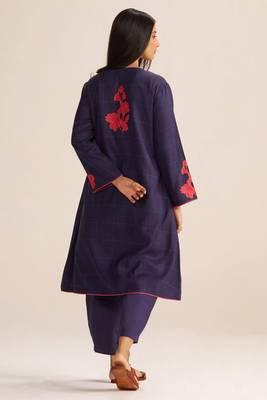 Deep blue mul-chanderi co-ord set 2