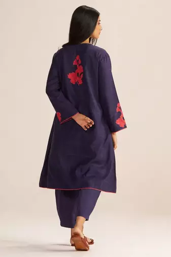 Deep blue mul-chanderi co-ord set