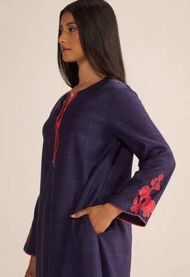 Deep blue mul-chanderi co-ord set 3