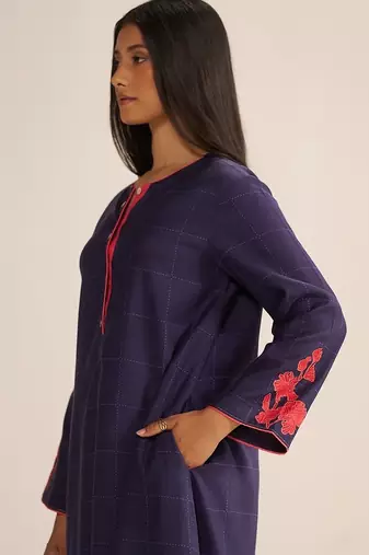 Deep blue mul-chanderi co-ord set