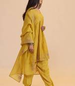 Mustard yellow chanderi kurta set