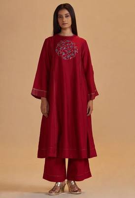 Maroon silk festival co-ord set 1