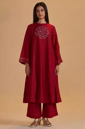 Maroon silk festival co-ord set