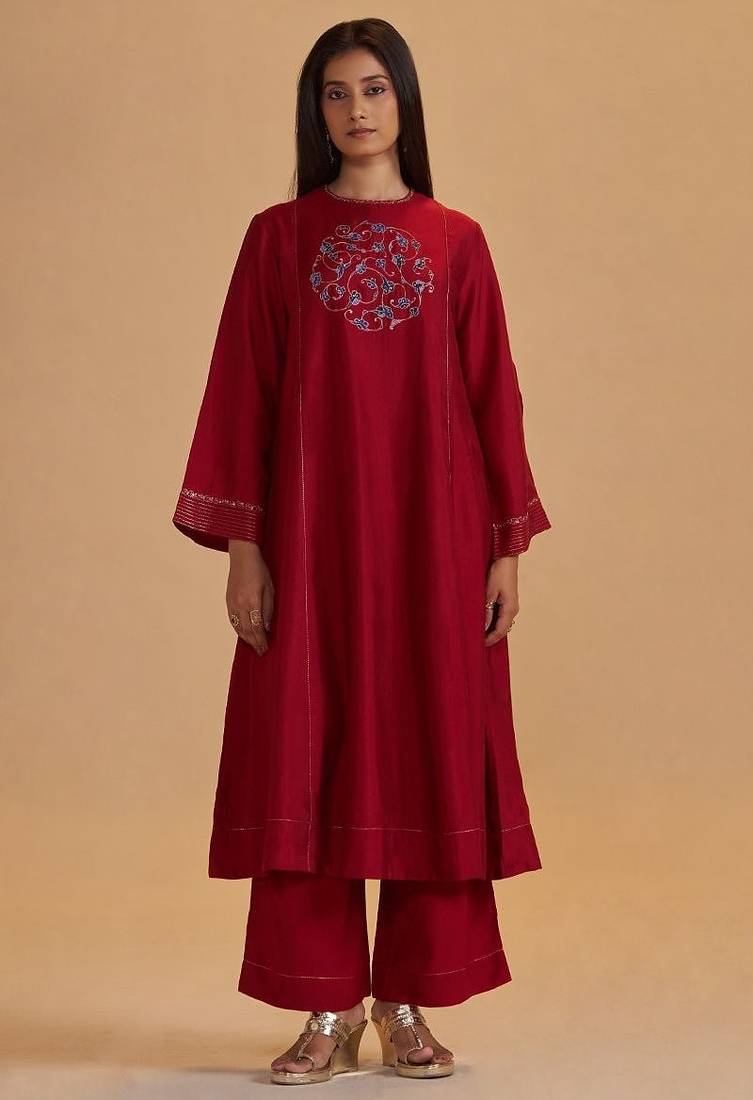 Maroon silk festival co-ord set