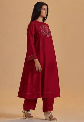 Maroon silk festival co-ord set 2