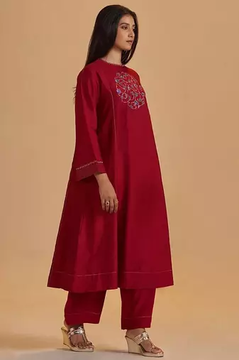 Maroon silk festival co-ord set