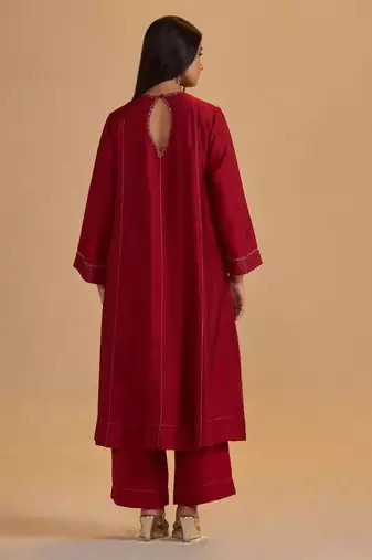 Maroon silk festival co-ord set