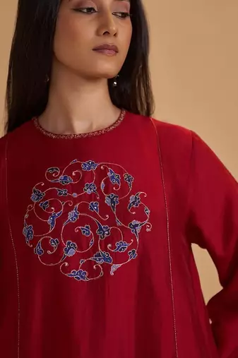 Maroon silk festival co-ord set