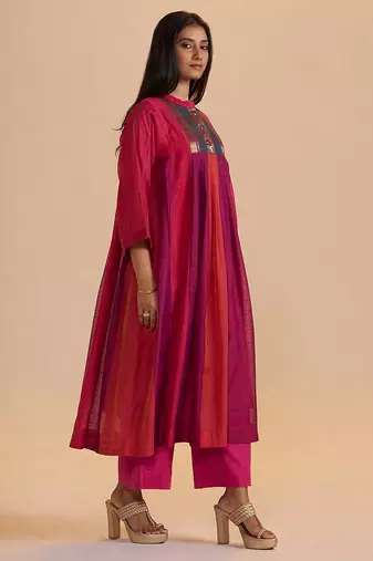 Wine and rani pink woven co-ord set