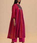 Wine and rani pink woven co-ord set