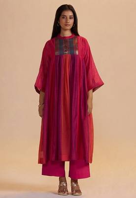 Wine and rani pink woven co-ord set 2