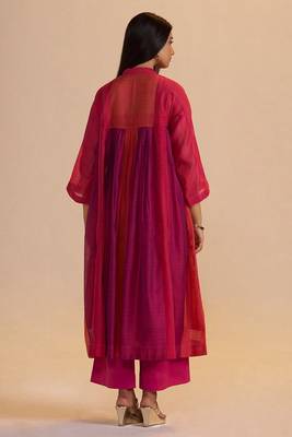 Wine and rani pink woven co-ord set 3