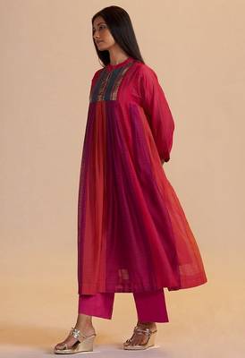 Wine and rani pink woven co-ord set 4