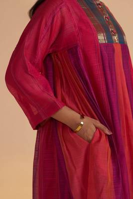 Wine and rani pink woven co-ord set 5