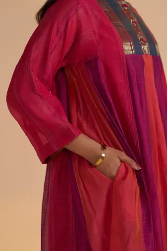Wine and rani pink woven co-ord set