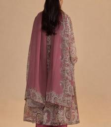 Mauve and beige orgenza silk kurta set