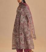 Mauve and beige orgenza silk kurta set