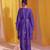 Royal purple georgette satin kaftan co ord set with embellished belt