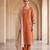 Rust orange floral hand embroidered kurta set